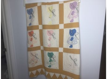 Vintage Handmade Quilt, With Hanger/ Shelf