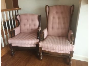 2 Antique Wing Back Chairs , Reupholstered