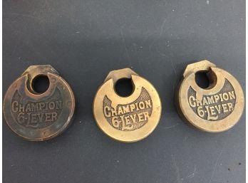 3 Vintage Champion 6- Lever Padlocks