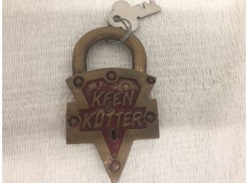 Antique E.C. Simmons Keen Kutter Padlock, With Red Background W/ Working Key