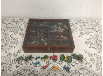 Large Selection Of Miniatures In Display Case- Ertl