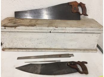 Antique Saw Variety With Storage Box, Henry Disston