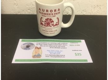 $25 Plug's And Uncle Steel's Brews Gift Certificate & 1998 Farmers Fair Mug