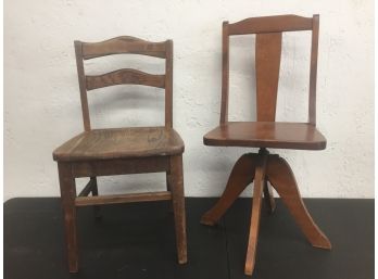 2 Antique Children's Chairs- 1 Is Adjustable