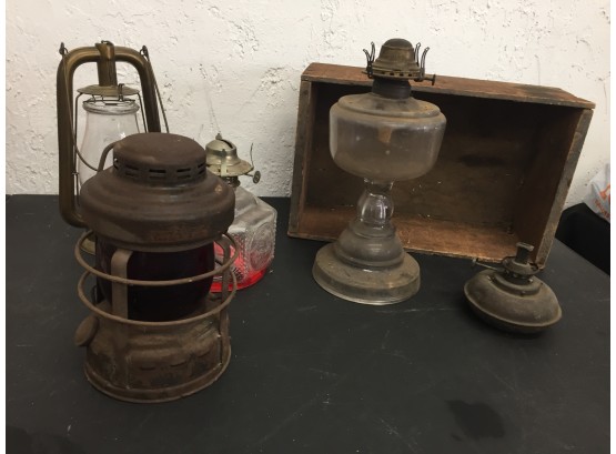 1930's  Railroad Caboose Lantern , Rare Dietz Lantern And Various Lanterns