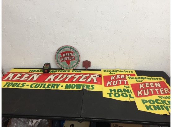 Vintage Keen Kutter Advertising Items, Metal Plaque, Paper Goods, Knife Display Box And More