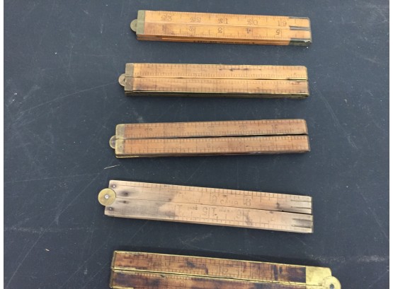 Antique Brass And Boxwood Folding Rulers, Lufkin
