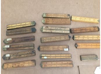 Vintage Stanley Boxwood And Brass Foldable Rulers