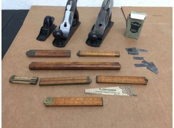 Vintage Wood Planes And Folding Rulers