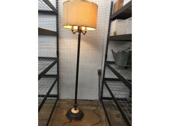 Floor Lamp With Metal And Marble Base, Lighted Base