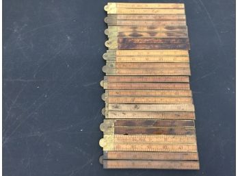 Large Variety Of Brass And Box Wood Folding Rulers