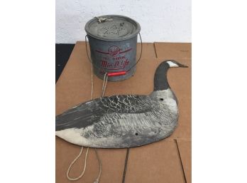 Vintage Min-o-life Minnow Bucket And Goose Decoy