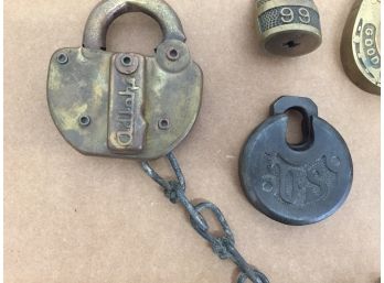 Antique Locks, U.s Army Padlock, Yale, Good Luck Horse Shoe, Miller 99