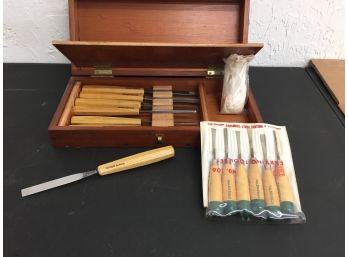 Vintage Carving Tools In Case, Swiss Made