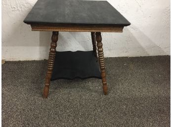 Vintage Table With Top And Shelf Painted Black