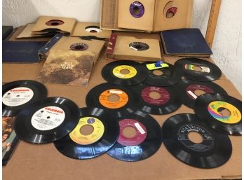 Large Variety Of 45's Including Man On The Moon Narrated By Walter Cronkite