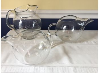 3 Vintage Glass Pitchers