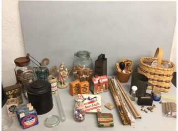 Great Assortment Of Vintage Smalls- Sewing Notions, Bottles, Thermometers And More