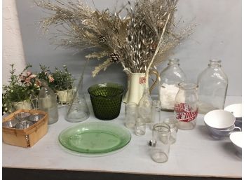 H. Mause Milk Bottle, Vintage Glassware, And More