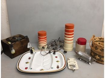 Vintage Thermos, Outdoor String Lights, 2 Sets- Work, A Few Bulbs Burnt Out