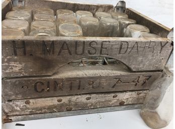 Vintage H. Mause Dairy Crate With Bottles