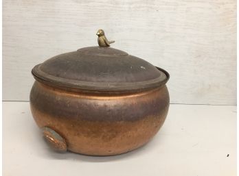 Large Copper Plated Container With Lid