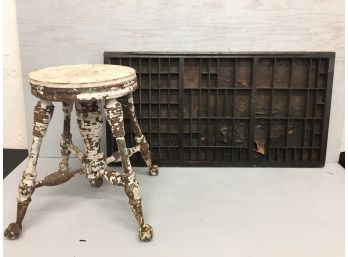 Piano Stool With Metal Claw Feet- Glass Rollers, Printers Drawer