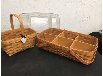 2 Longaberger Baskets, Large One Has Extra Plastic Insert