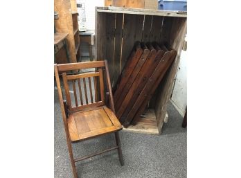 Large Wooden Crate With 6 Vintage Wooden  Chairs
