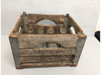 Vintage H. Muse Dairy Crate And Bottles