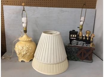 2 Lamps And Elephant Curtain Rod Holder