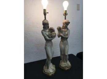 2 Vintage Grecian Lady Lamps