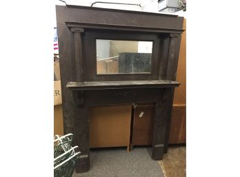 Antique Fireplace Mantle With Mirror