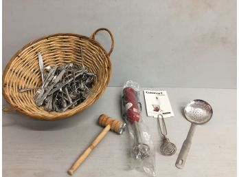 Kitchen Assortment- Cuisnart Hand Mixer, Large Assortment Of Silverware