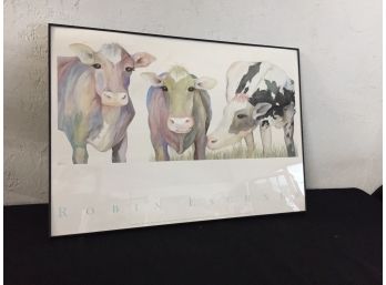 Large 1986 Robin Eschner Framed Cow Print
