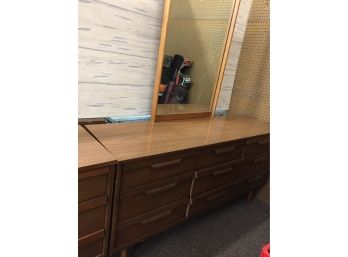 Mid- Century 9 Drawer Chest With Mirror