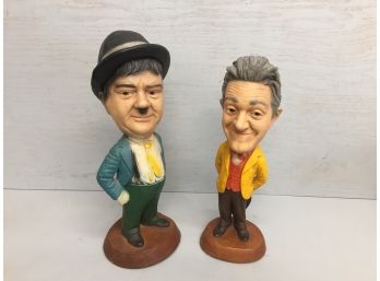 Vintage Laurel And Hardy Chalkware Statues