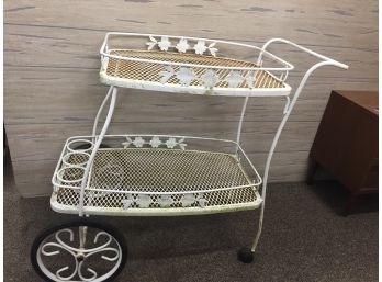 Metal Outdoor Serving Cart With Removable Tray
