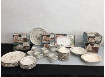 Large Cumberland May Blossom Dish Set, Dishes Still Inside The Boxes Pictured