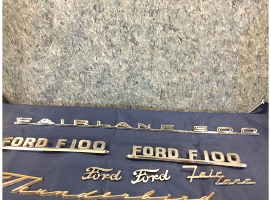 Vintage Emblems- Ford, Ford 100. Fairlane 500, Ford 100, Thunderbird