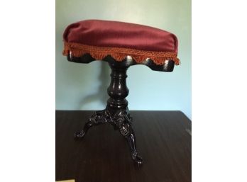 Vintage Piano Stool With Cast Iron Base