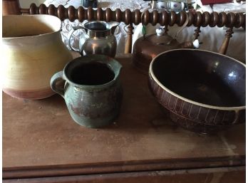 Vintage Pottery- Brass Tea Kettle- Haeger