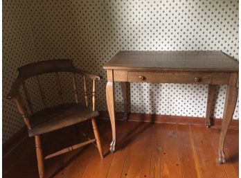 Clawfoot Desk And Low Back Early 19th Century Captains Chair
