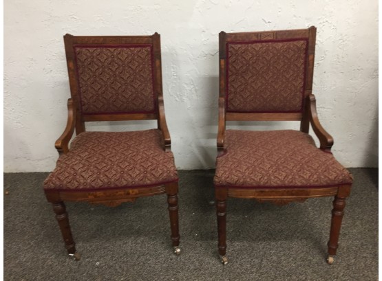 Eastlake Side Chairs With Wooden Casters