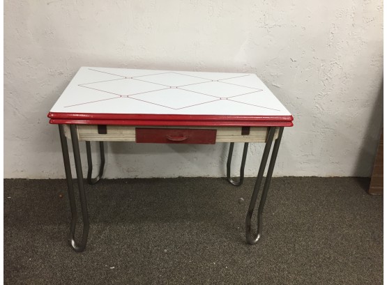 1950's Enamel Top Pull Out Table