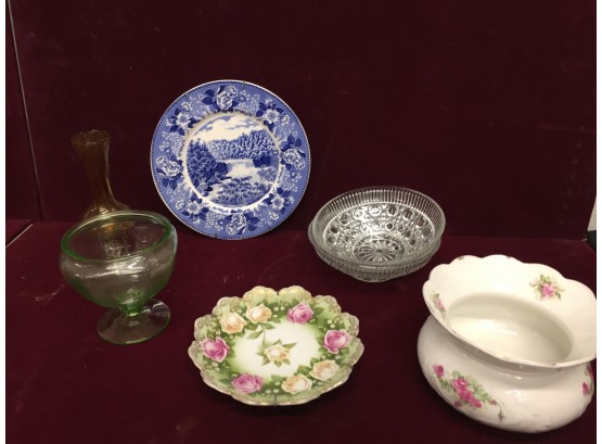 Vintage Glassware-vaseline Glass, Cumberland Falls Plate And More