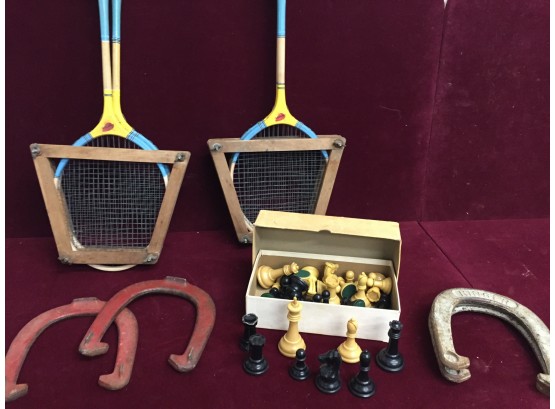 Vintage Games-horseshoes, Chess Pieces, Racquets