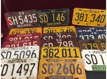 Vintage License Plate Assortment- Lot #1 Indiana 1940's & 50's