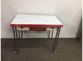 1950's Enamel Top Pull Out Table