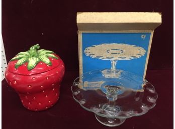 Vintage Cookie Jar And Cake Plate